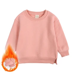 Criança menina roupas de inverno lã quente engrossar crianças moletom rosa meninos pulôver topos o pescoço de manga comprida roupas infantis