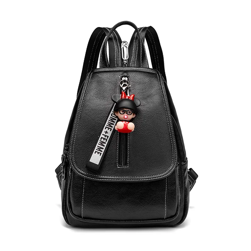 

Ceossman Shoulder Bag Women New College StyleLarge Capacity Solid Backpack Simple Soft Leather Female School Travel Bag Backpack