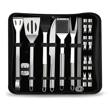 

20Pcs Stainless Steel Barbecue Tools Kit Camping Outdoor Cooking Tools Barbecue Grill Utensil Accessories Kit