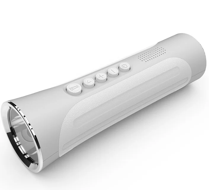 Многофункциональный беспроводной Bluetooth динамик Портативный Громкая связь динамик со светодиодным фонариком поддержка PowerBank TF для верховой езды кемпинга - Цвет: Белый