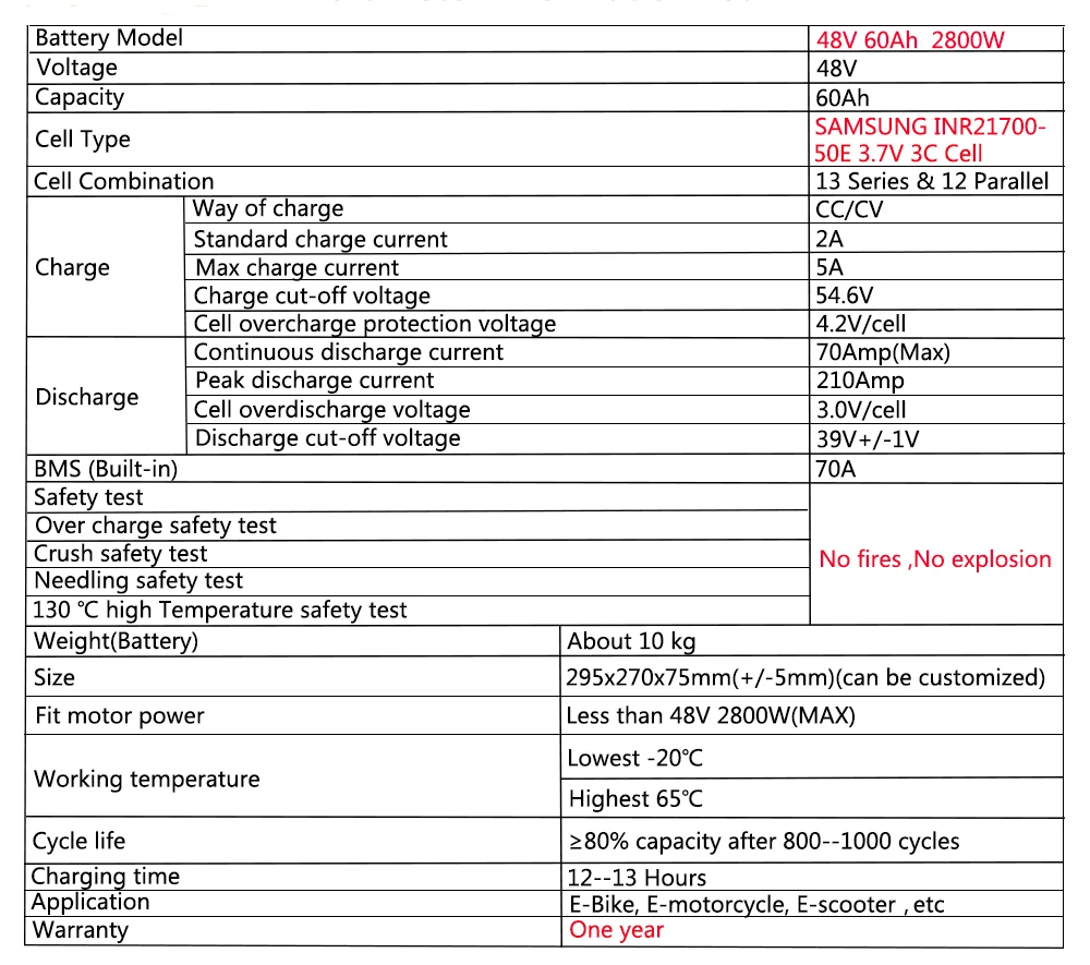 Мощный литий-ионный аккумулятор 13S 48V 60Ah 2000W электрический скутер/Аккумулятор для электровелосипеда 48V для samsung 50E 21700 с зарядным устройством 5A