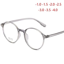 Круглая прозрачная серая оправа студенческие готовые очки для близорукости 1,56 Асферические рецептурные линзы очки для женщин от 0 до 0,5 до-4,0