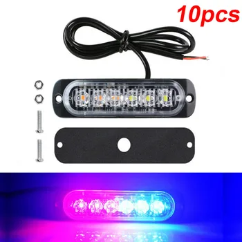 

Red Blue 6LED Urgent Hazard Warning Flash Strobe Lights Waterproof 12V-24V 18W