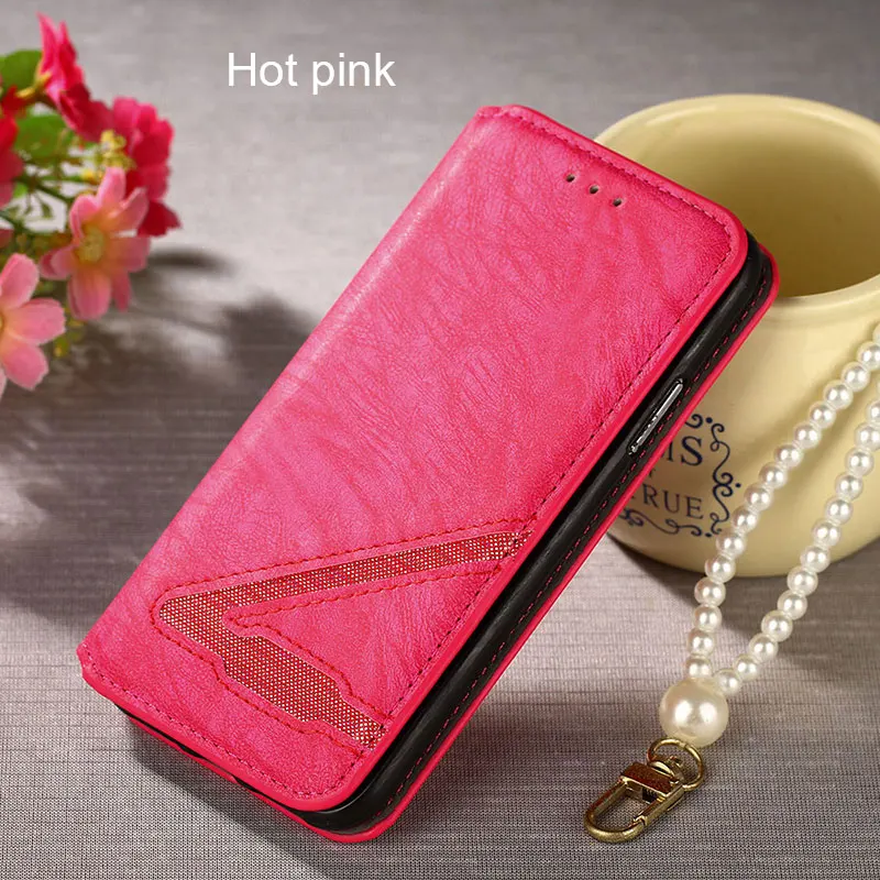 Модный кожаный чехол-кошелек для девочек Leagoo M8 S8 T5 S8 Pro coque funda без магнита - Цвет: Hot Pink