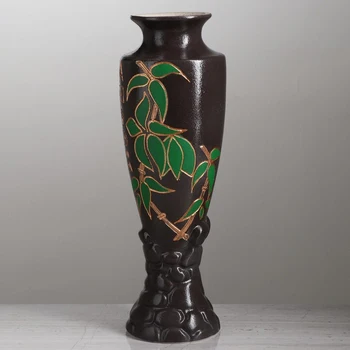

Table vase "Amphora", bamboo, gold painting, 39 cm