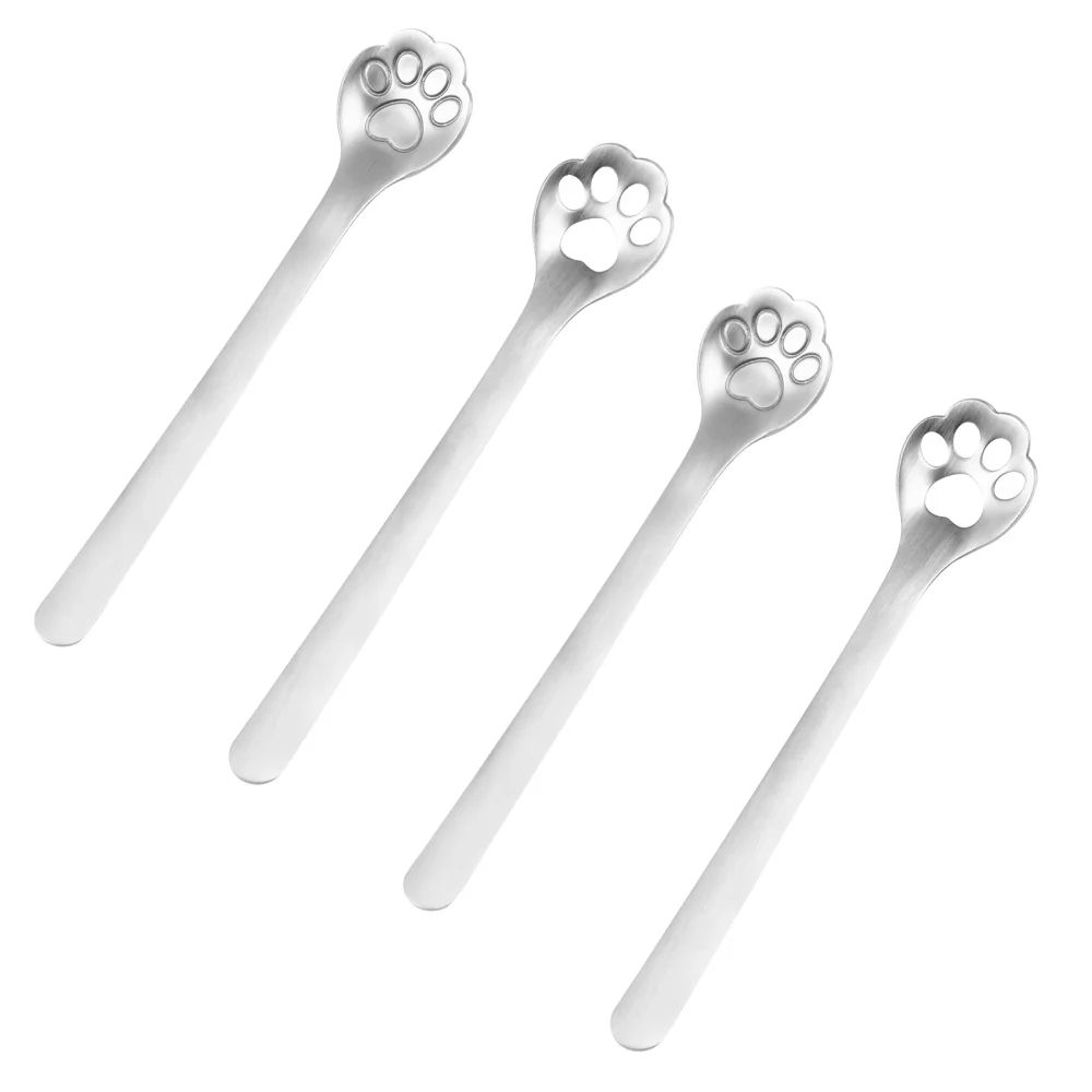 Creative Cute Stainless Steel Coffee Spoon Colander Cat Paw Spoons Mixing Scoops for Home