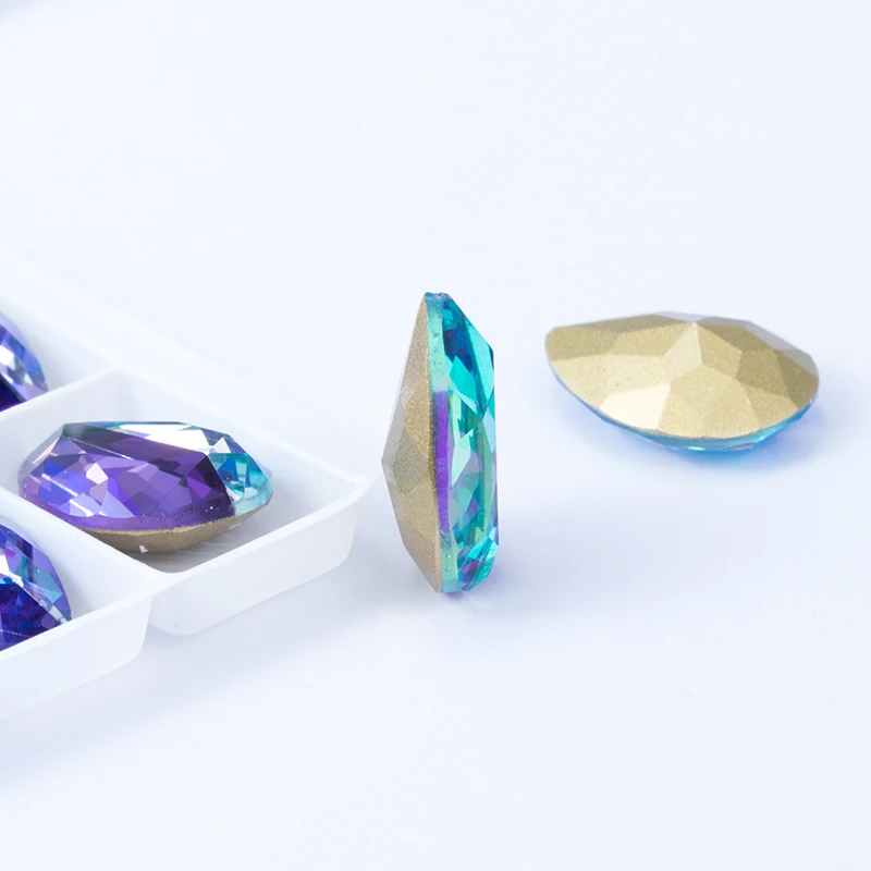 Сияющий цвет LS Crystal AB Drop Point back K9 стеклянные стразы для рукоделия камни одежда ювелирные изделия из бисера украшения