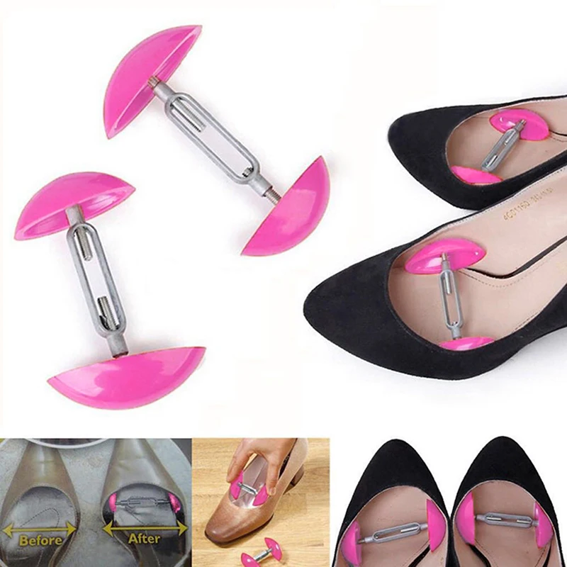 2Pc Adjustable Plastic Women Mini Shoes Keepers Support Care Stretcher Shoe Shapers Mini Shoe Trees Shoes Expander