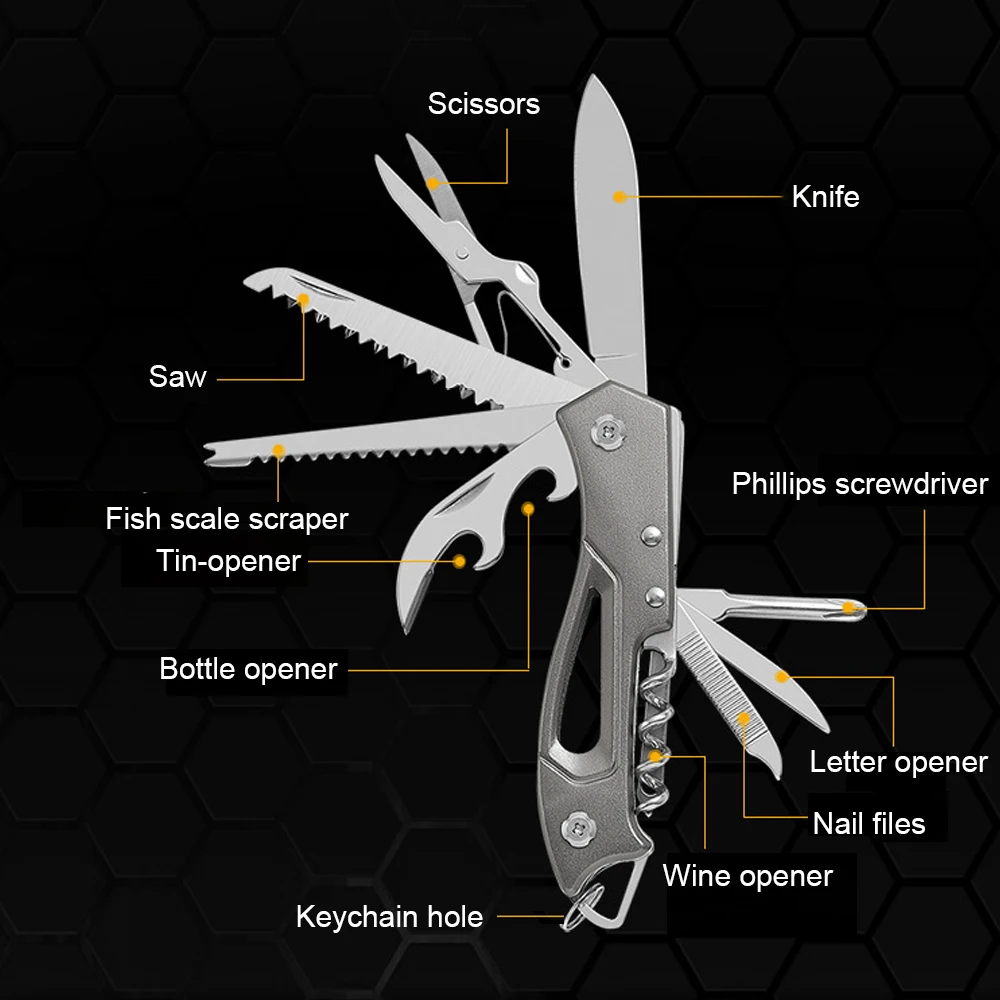 Folding Knife Outdoor Multifunctional Swiss Knife Camp Multitool Bottle Opener Portable Scissors Saw Military Fold Pocket