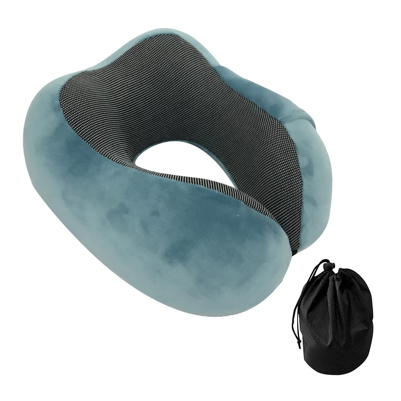 Light Blue 2 Sets Подушка для шеи из пены с эффектом памяти, u-образная мягкая подушка для путешествий, шейный защита для головы, постельные принадлежности для самолета, автомобиля, дома - Цвет: Light Blue 2 Sets