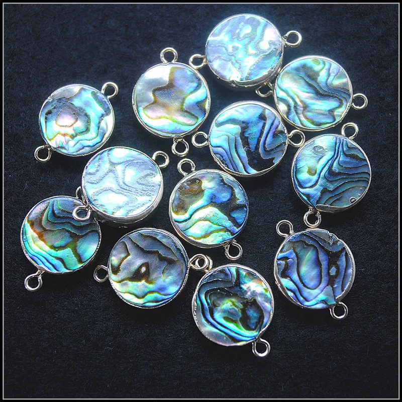 

6pcs new zealand abalone shell beads connectors round shape for women necklace making fittings size 15mm hot selling with best price