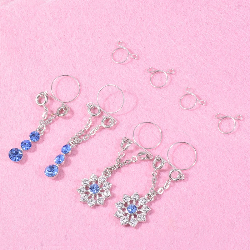 8 Pack Crystal CZ Clip on Fake Nipple Rings, Non Pierced Nipple Studs Rings Shield Body Jewelry for Women Girls