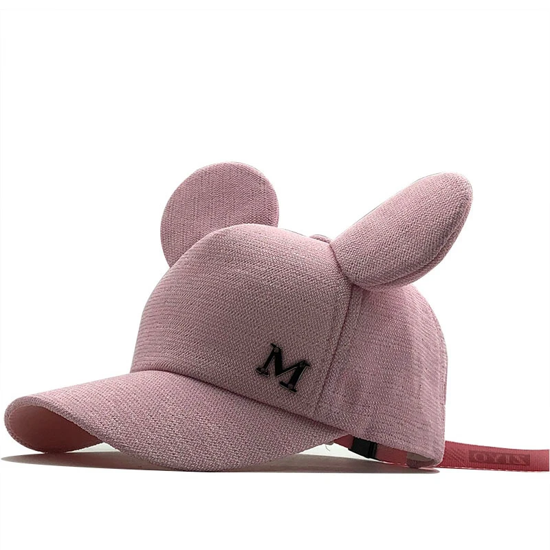 

New Snapback Cute Cat Ears Pink child Net Baseball Cap Summer boy hats 2020 Brand Lovely Cartoon Adjustable Girls Mesh Cap Gift