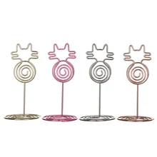 5 шт. в форме головы кота место карты Зажимы стенд прохлады фото зажимы Свадебная вечеринка рабочего стола украшения держатель номера вечерние принадлежности