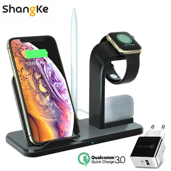 

Wireless Charger 4 in 1 Detachable Station,Charger Stand Dock for iPhone 11 Xs X XR 8 Apple Watch AirPods Pro and All Qi Devices