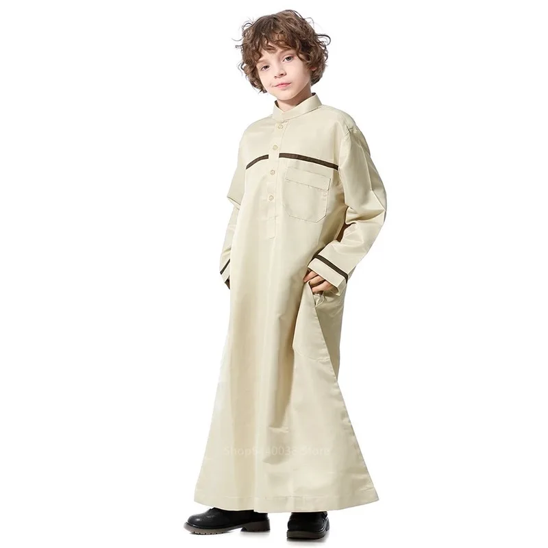 Teenager Islamic Clothing Men Muslim Thobe Boy Saudi Arabia Abaya Children Jubba Pakistan Muslim Robe Ramadan Costumes Kaftan