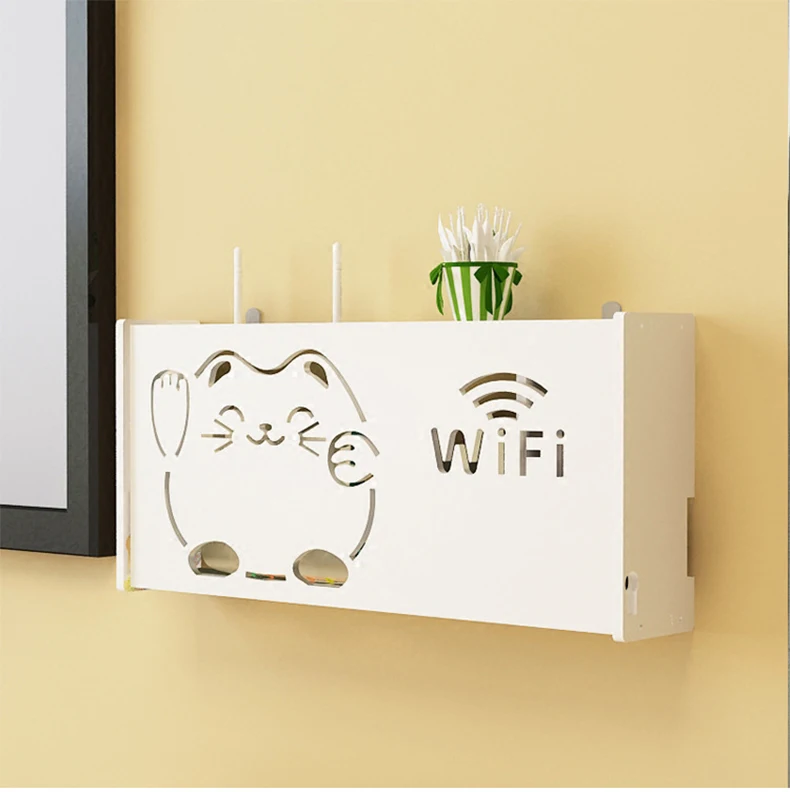 Wireless Wifi Router Box PVC Wall Mounted Shelf Plug Board Bracket Storage Box EUROPE Style storage Boxes Bins for Living Room