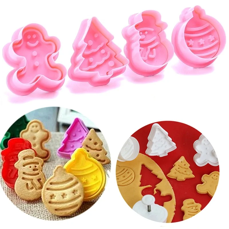 4 шт./компл. резак для марок печенья формы для печенья Форма 3D печенья Плунжер резак DIY формы для выпечки инструменты пряничные формочки для печенья