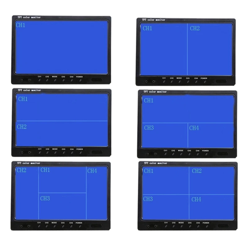 9 дюймов автомобильный Tft Lcd Quad дисплей монитор защита монитор дисплей 4 способ подключения Реверсивный видео дисплей
