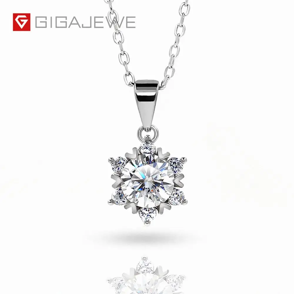 GIGAJEWE 1ct 6 5 мм EF круглое 18K покрытое белым золотом 925 серебряное ожерелье из