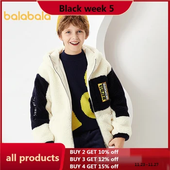 

Barabala children jacket 2020 winter new big children plus velvet padded jacket casual warm jacket cotton jacket