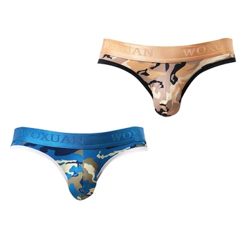 

Prettyia 2Pcs Men Thong G String Pouch Stretch Tanga Underwear Yellow+Blue L
