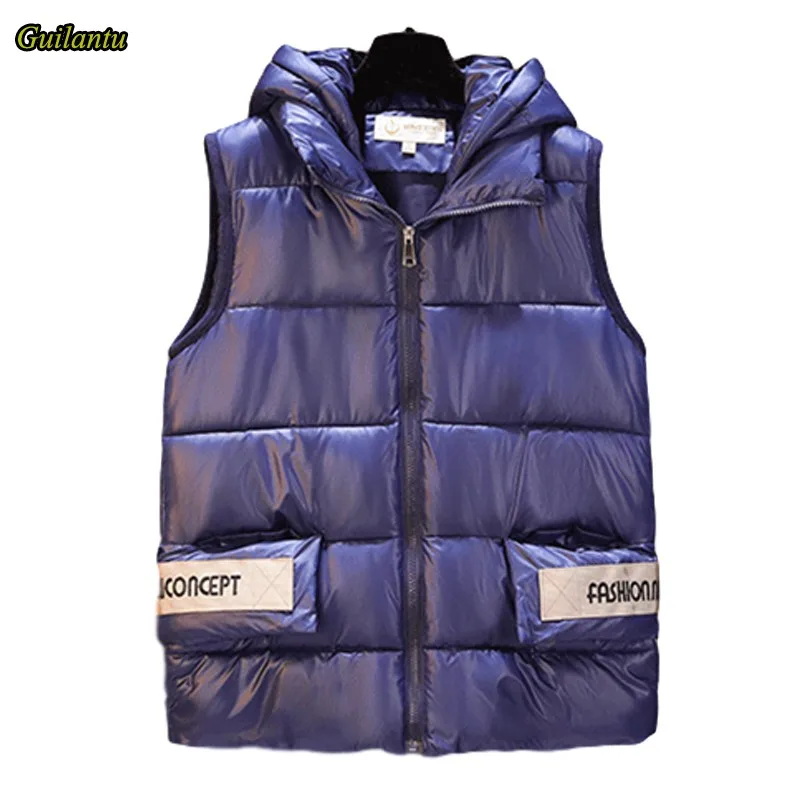 

Guilantu Hooded Sleevless Jacket Vest Women Spring Autumn Down Cotton Padded Short Coat Female Plus Size Parkas Waistcoat Mujer