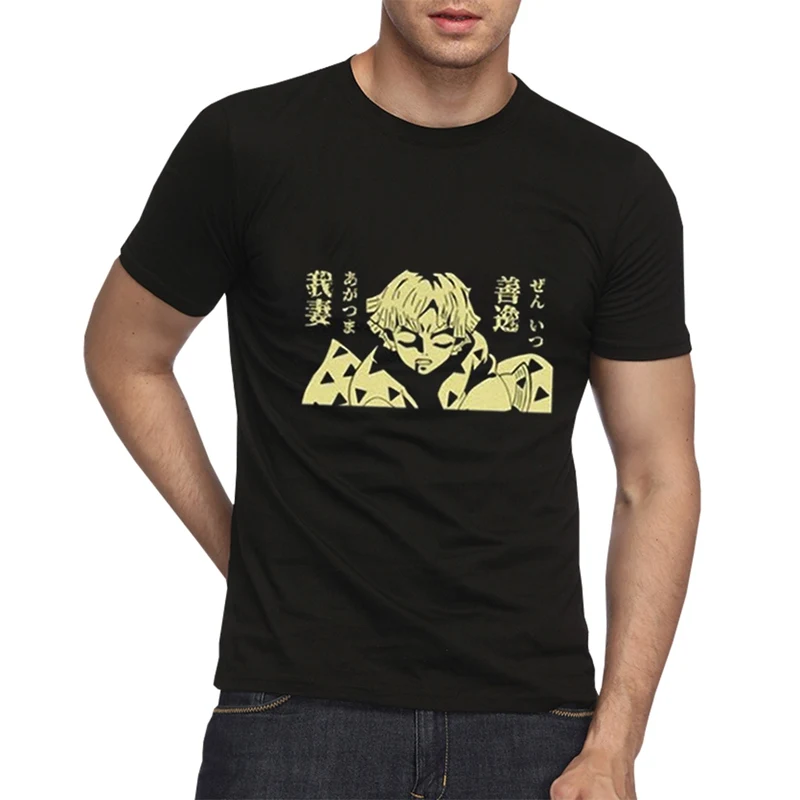 

Anime Tees Kimetsu no Yaiba Printed Tshirt Boy Men Short Sleeve O-neck Manga Tops