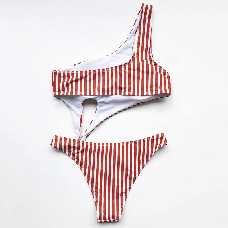 2024 Sexy One Shoulder Female Swimwear One Piece Swimsuit Women High cut Monokini Bather Bathing Suit Swim Beachwear