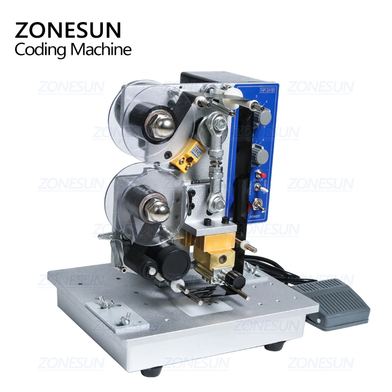 ZONESUN HP-241B код печатной машины, ленты шифровальная машина для печати отметок истечения срока годности 1 год гарантии на английском языке, на солнечной батарее, 110 V/220 V