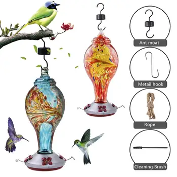 

Bird Feeder Hummingbird Feeder For Outdoors Garden - Hand Blown Glass, 25 Ounces Nectar Capacity, No Leaking/Rustless