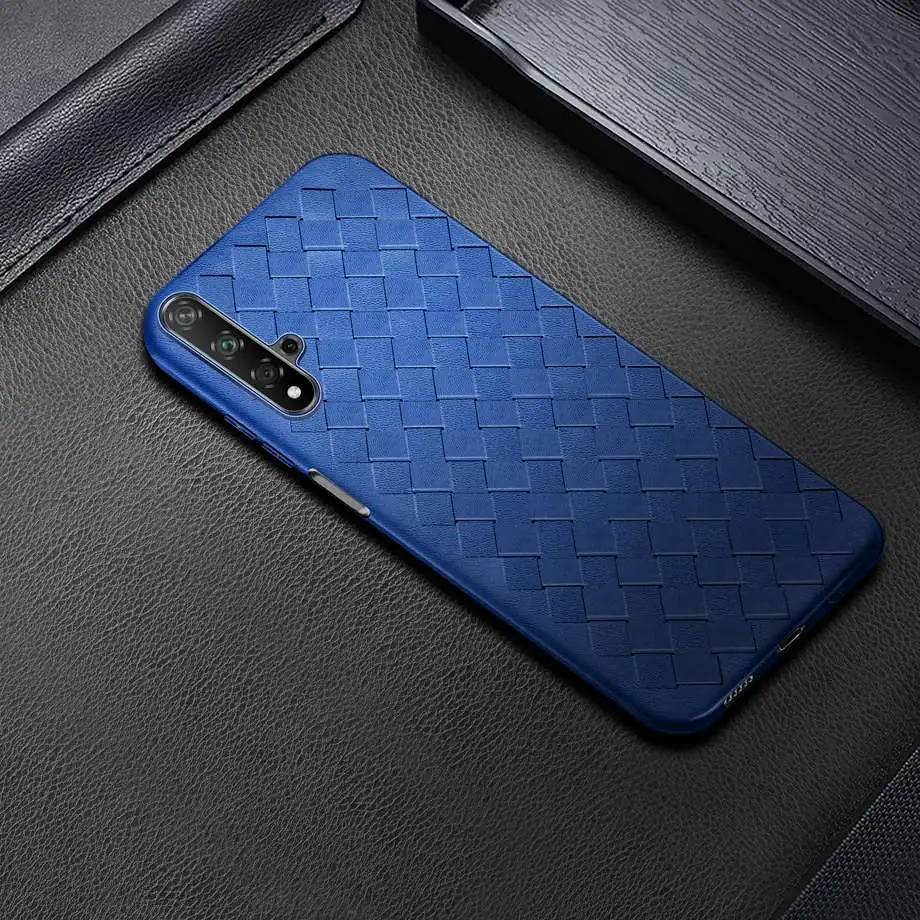

Honor 20 Case For Huawei Nova 5T Phone Case TPU Silicone Woven Leather Back Cover for Huawei Nova 5 T Honor 20 Case shockproof