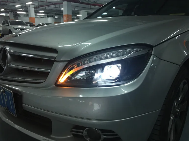 Фара Benz для W204 светодиодный фары 2007-2010 C300 C260 обновление W205 фара светодиодный DRL Hid Bi-Xenon авто аксессуары