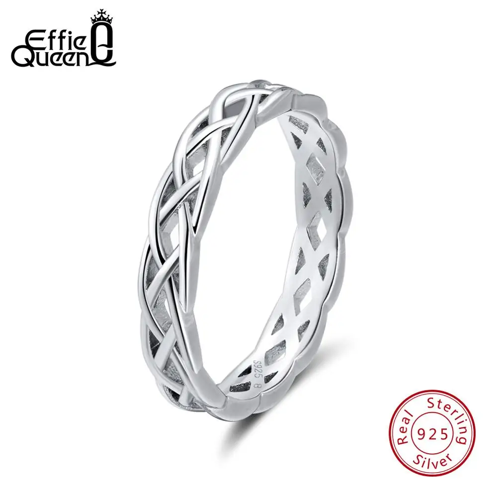 

Effie Queen Twisted Design 925 Silver Women Wedding Ring Engagement Promise Ring Men Classic Anniversary Fine Jewelry TSR62