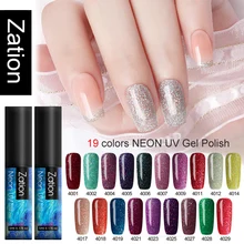 Zation 5ml 네온 네일 폴리시 세미 퍼머넌트 베르니 탑 코트 uv led 젤 니스 젤 폴란드어 매니큐어 세트(China)