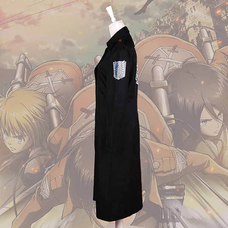Anime Attack on Titan Cosplay Costume Long Trench Shingeki No Kyojin Cosplay Coat Scouting Legion Men Women Black Jacket