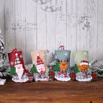 

Christmas Socks Set Santa Claus Elk Candy Gift Bag Christmas Tree Hanging Decoration Pendant Jewelry