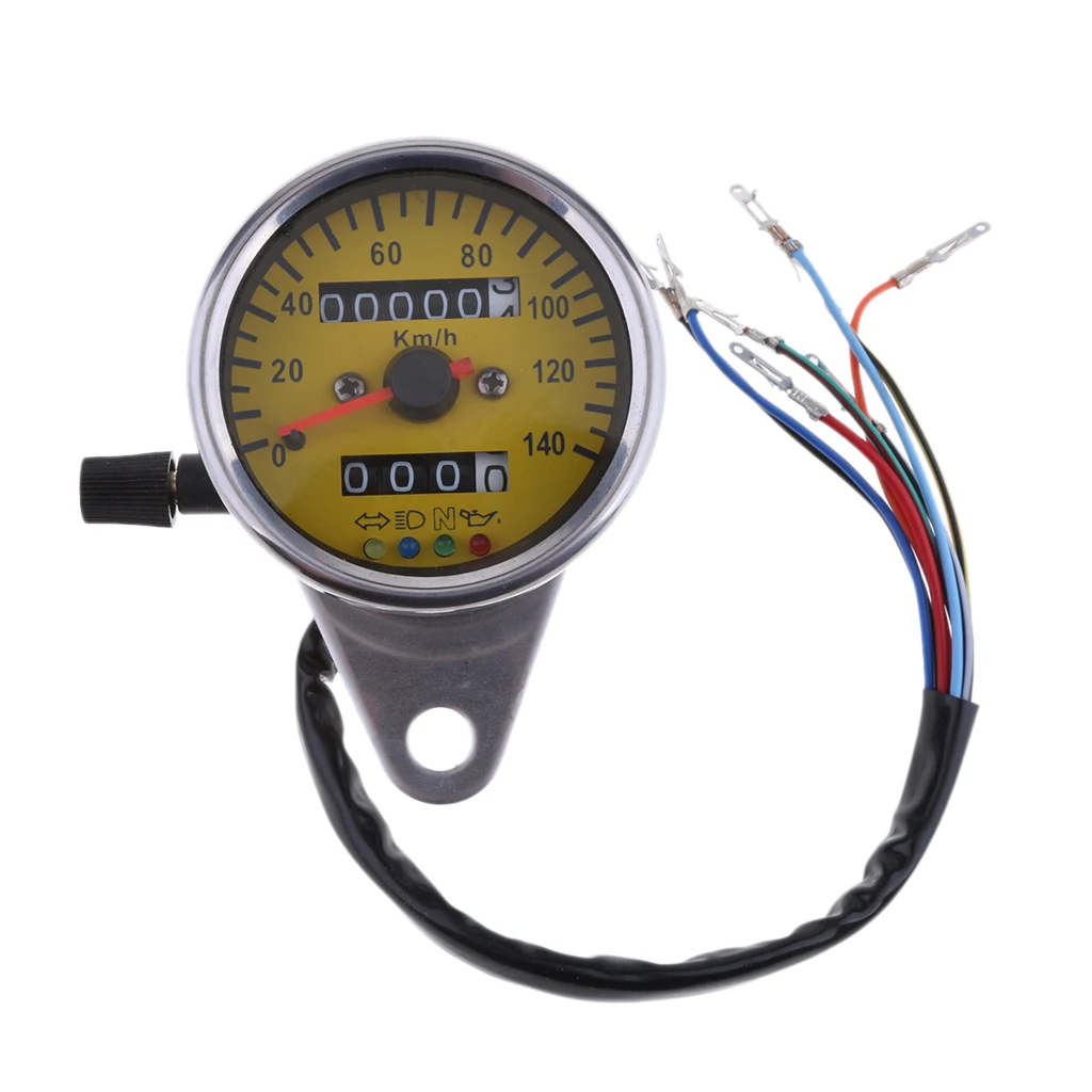 12V Motorcycle Silver Shell LED Speedometer Odometer Gauge with Iindicator