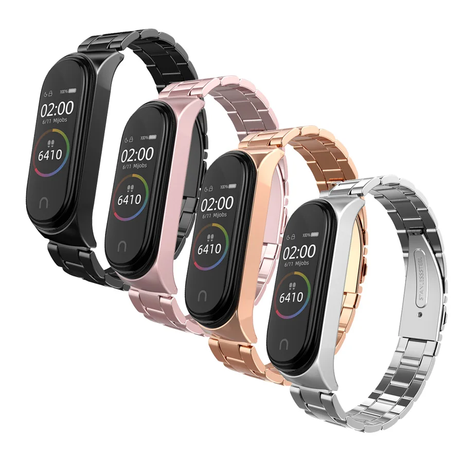 Металлический ремешок из нержавеющей стали для Xiaomi Mi Band 4 3 браслет модный