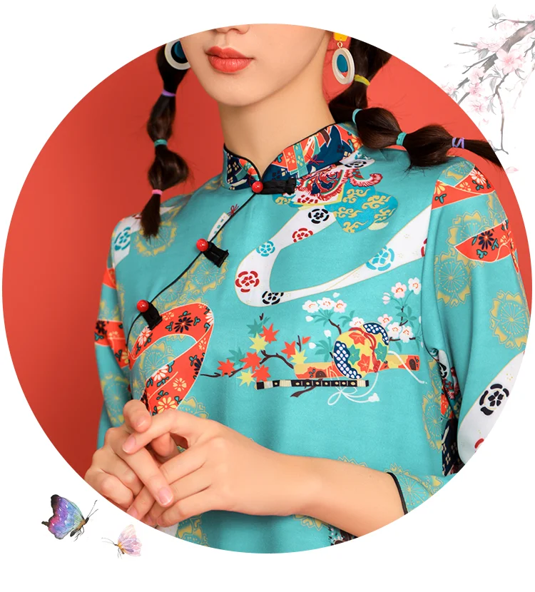 SWEETXUE/Новинка; сезон осень; китайский стиль; Cheongsam; повседневные свободные мини-вечерние платья для женщин; Современные винтажные платья для девочек; Qipao; модные женские платья