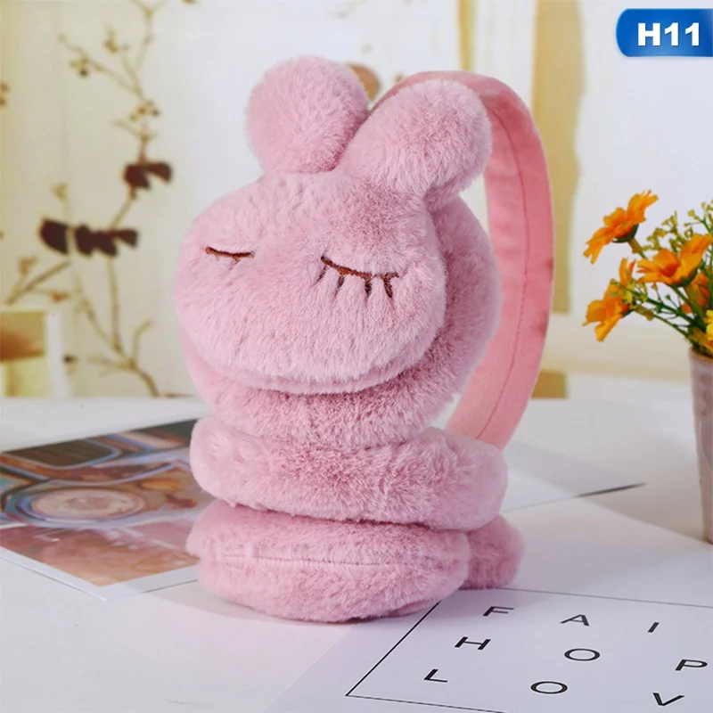 H11 Новые теплые наушники со звездами, плюшевые меховые наушники, зимняя муфта для женщин, Детские однотонные теплые мягкие наушники - Цвет: H11