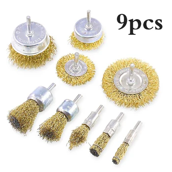 

9 Pcs Wire Brush Grinding Wheel Derusting Wire Wheel Polishing Brush Drill Wire Brush Set Brushes Die Grinder Electric Tool