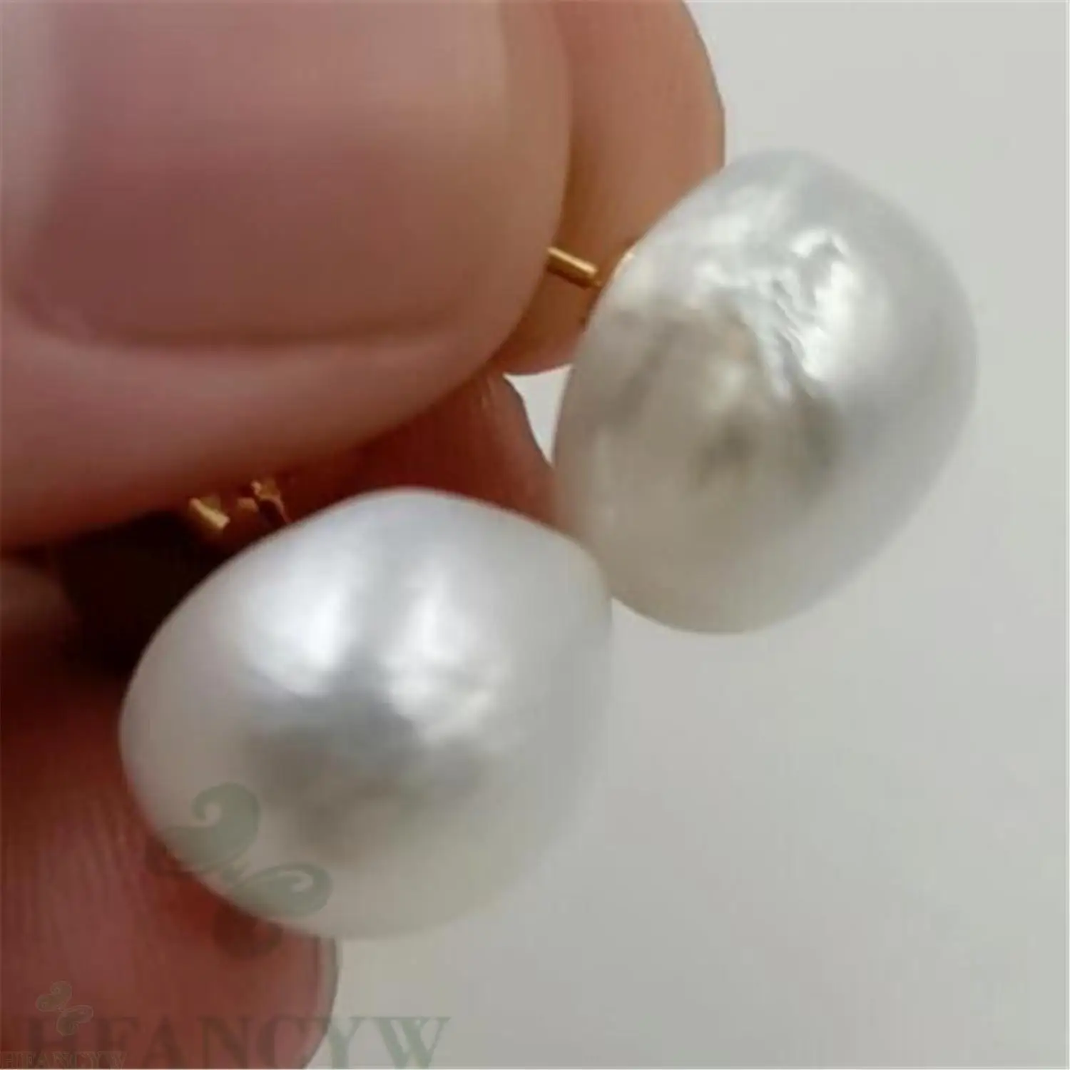 12-14MM Mabe White Baroque Pearl 18K Gold Earrings Classic Ma Bei Personality Gorgeous Delicate