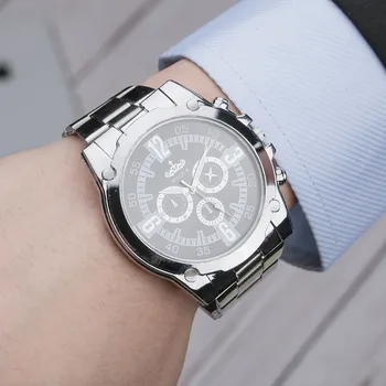 

Fashion Men's Business Watch Top brand Three Eyes Dial Stainless Steel Belt Quartz Watch relogio masculino часы мужские