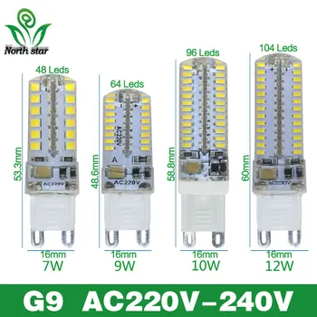 

9PCS G9 LED Lamp 7/9W 10W 12W Corn Bulb AC220V SMD 2835 3014 48 64 96 104Leds Lampada LED Light 360 Degrees Replace Halogen Lamp