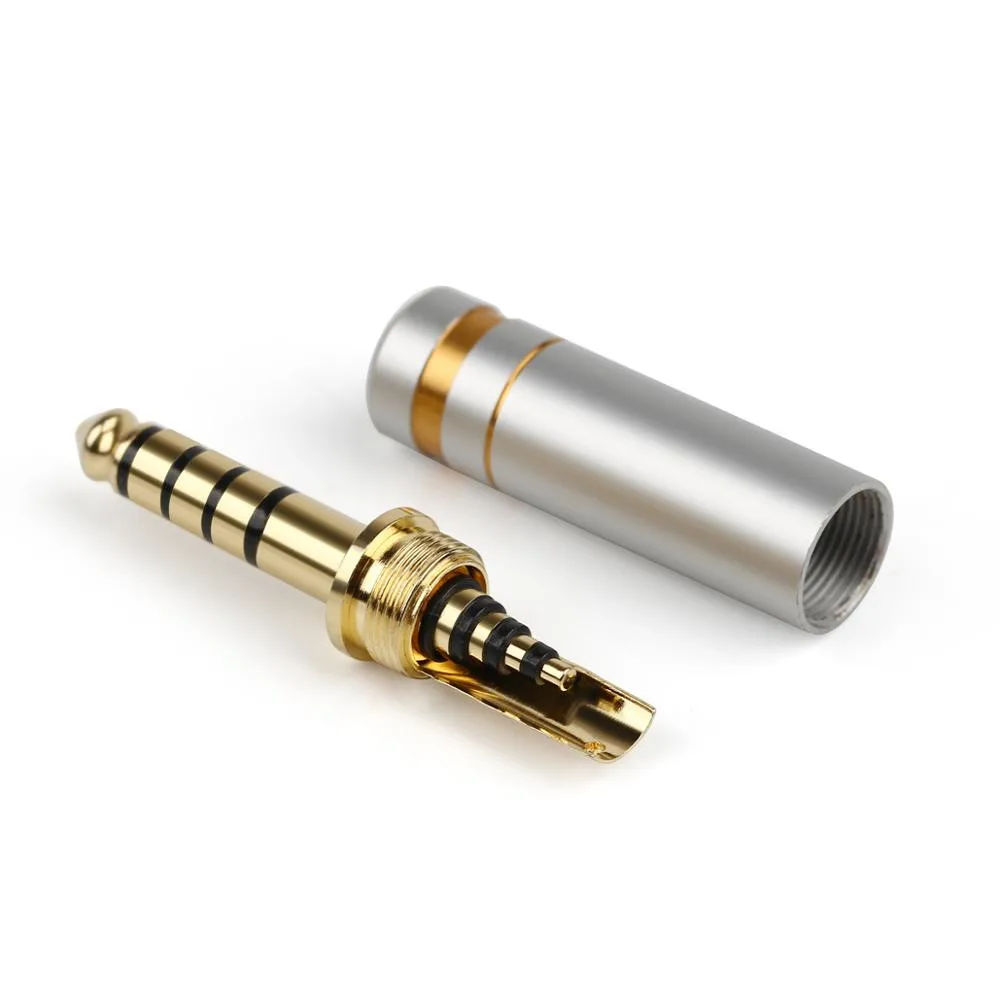 5PCS 4 4mm Balanced Plug Audio Jack Copper Gold Plated 5 Pole Headphone Connector Minijack Soldering Adapter Hifi Earphone DIY