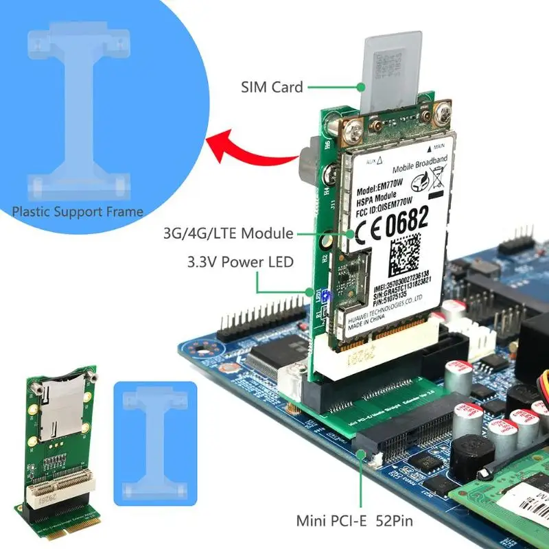 Мини PCI-E адаптер карта с sim-картой слот для WiFi 3g 4G gps WWAN LTE модуль пластиковая Поддержка Рамка дизайн более стабильный