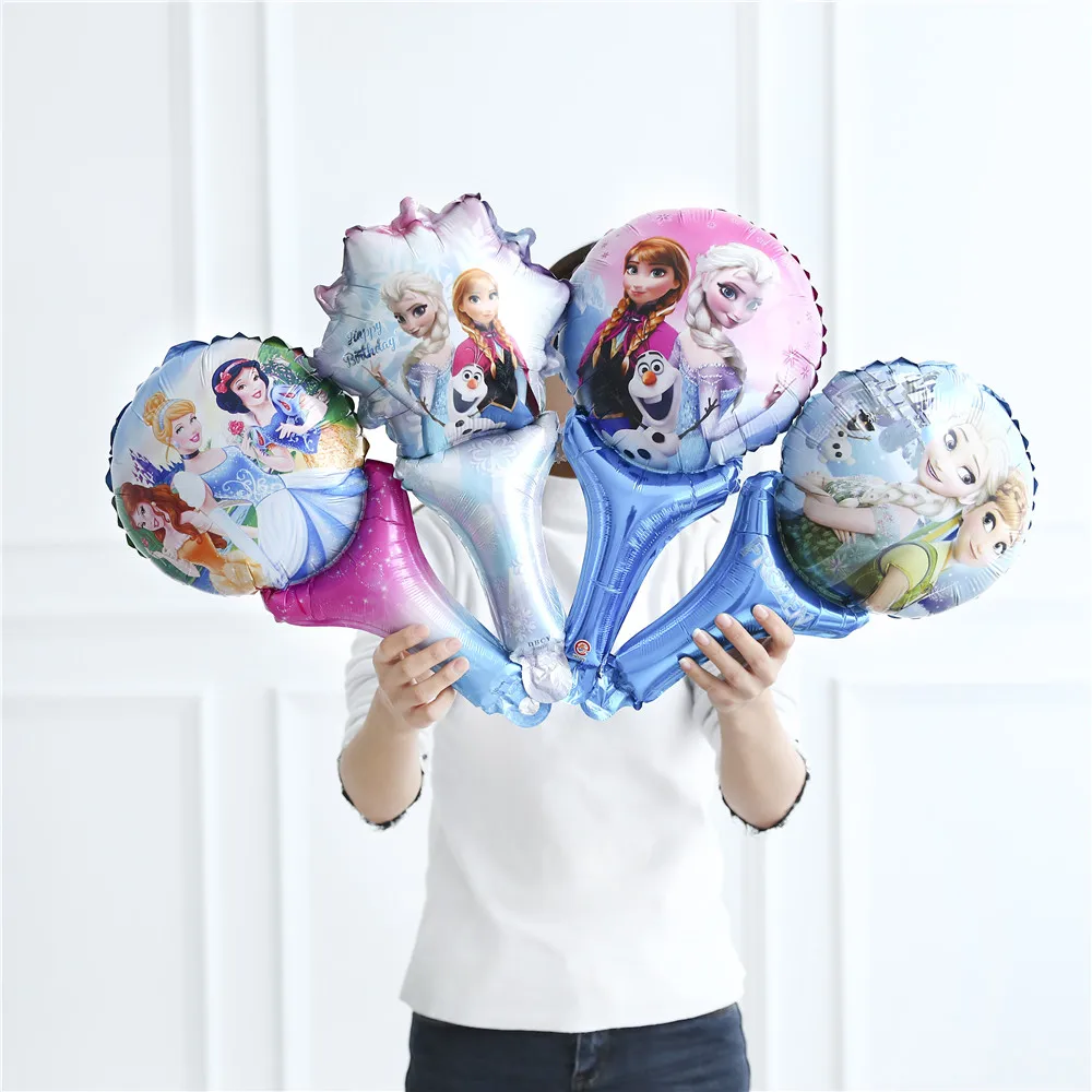 10pcs mickey mouse birthday party decor foil balloons disney hand stick toys baby shower boy girl Princess minnie Air Baloes