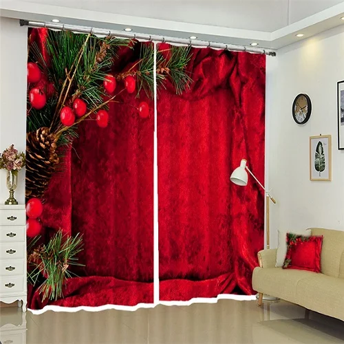 3D Curtain Настраиваемые современные 3D затемненные шторы Рождество Красная стена рисунок плотные спальни шторы для гостиной - Цвет: 3D Curtain