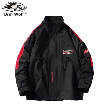 

Brin Wolf 2019 Spring Autumn Men ' s Military Bomber Jackets Men Casual Solid Zipper Pilot Jacket New Stand Collar Male Coat